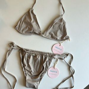 SALTY K. SWIM Boardwalk Bottom (L) and Boardwalk Top (M) in Toasted Almond NWT